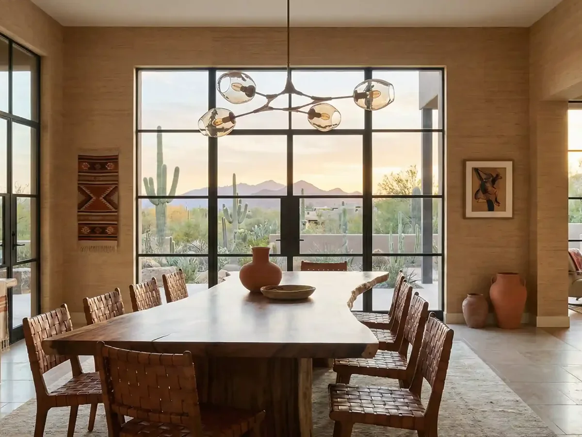 Warm dining room interior with finished paint finish
